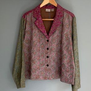 Chico’s unique silk multi-patterned light jacket